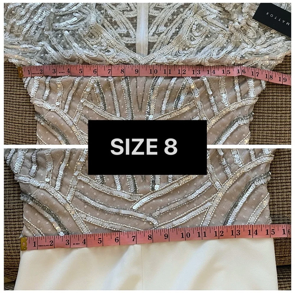 Aidan Mattox Ivory White Sequin Embellished Jumpsuit